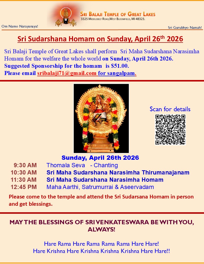Sri Sudharshana Homam and Thirumanjanam