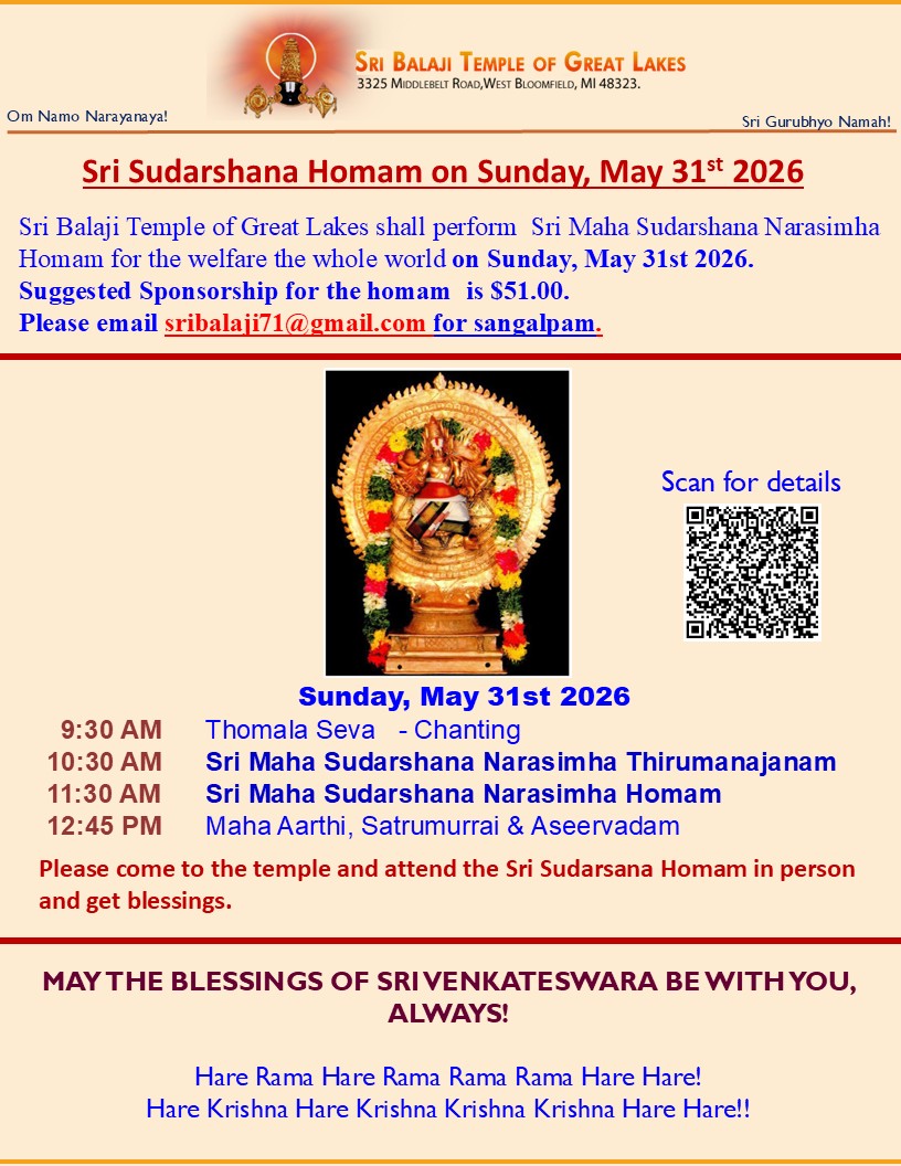 Sri Sudharshana Homam and Thirumanjanam