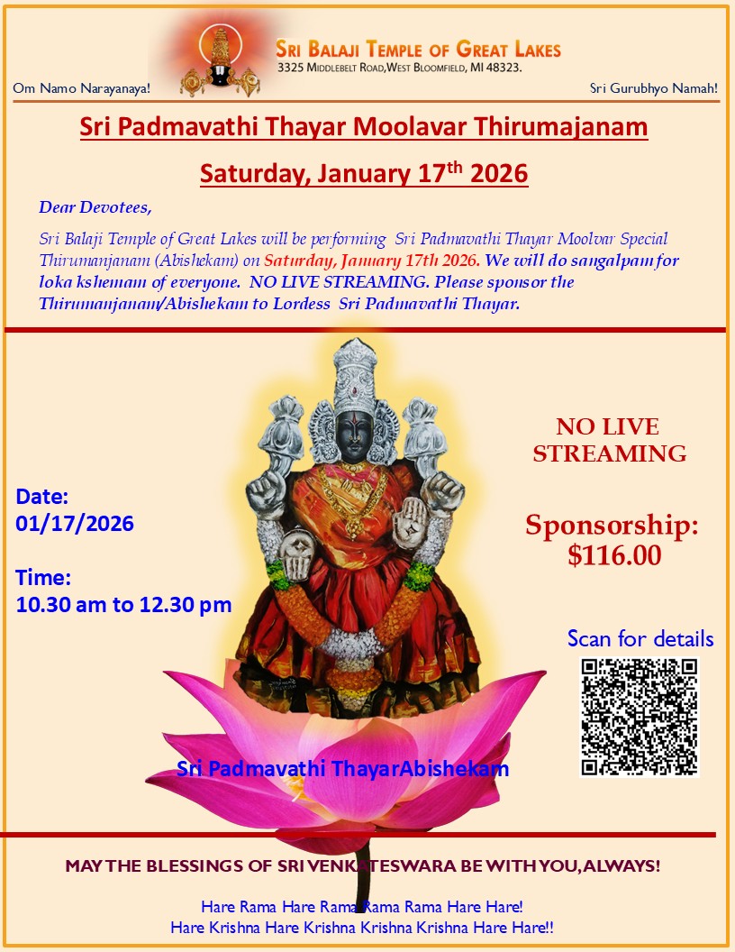 Sri Padmavathi Thayar Moolavar Thirumajanam
