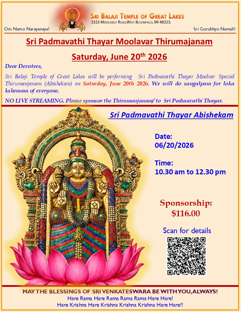 Sri Padmavathi Thayar Moolavar Thirumajanam