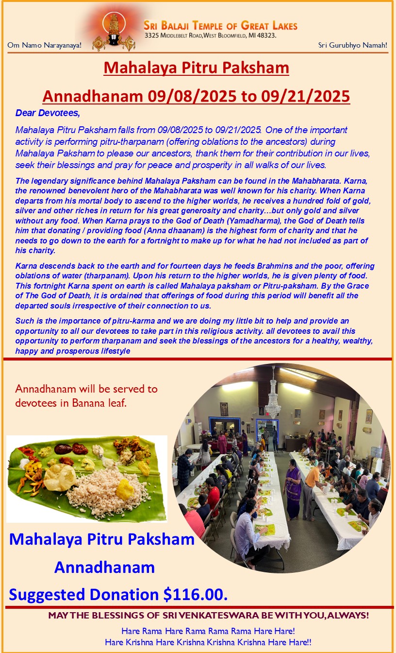 Mahalaya Pitru Paksham Annadhanam 